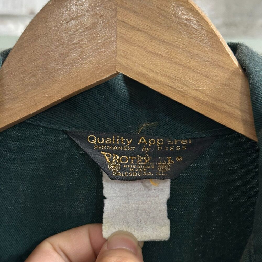 90s Trophy Green Snap Work Jacket Bill Embroidery Logo Patch